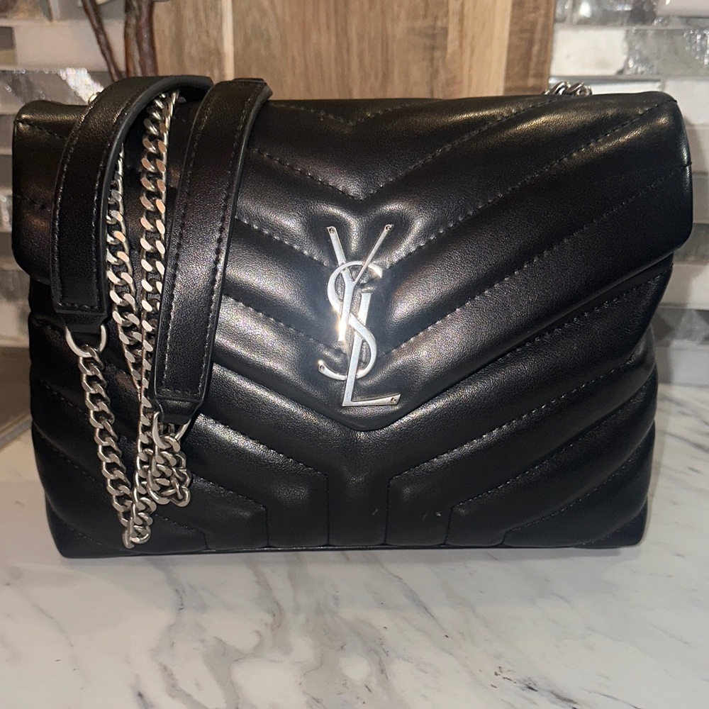 Saint Laurent Black Quilted Monogram Chain Crossbody
